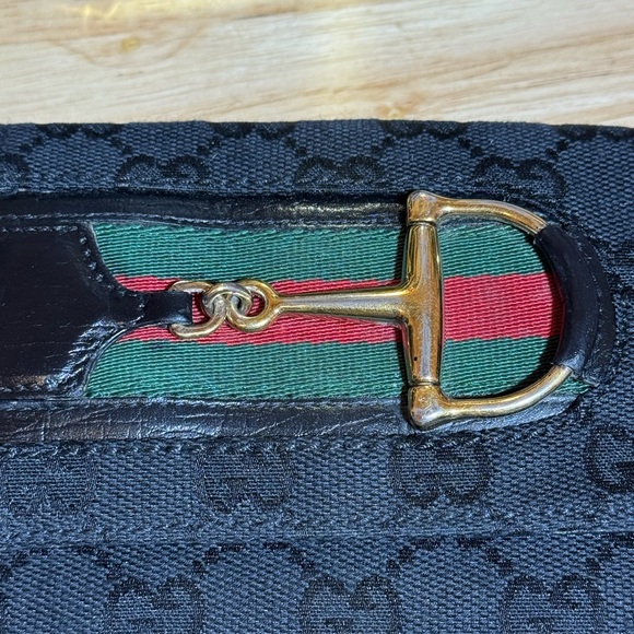 Black Gucci Canvas Wallet with Gold Horsebit - Picture 10 of 10